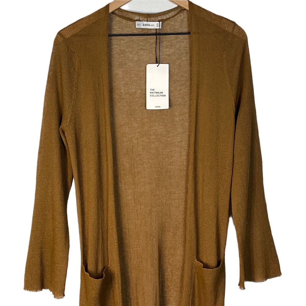 NWT Zara Women’s Sheer Knit Cardigan Sweater | Long Line | S | Luxe Minimalist